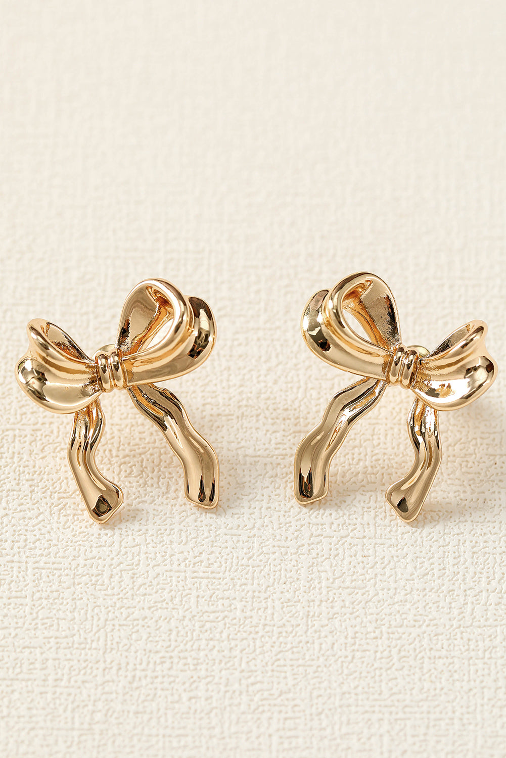 Gold Bow Shape Stud Earrings