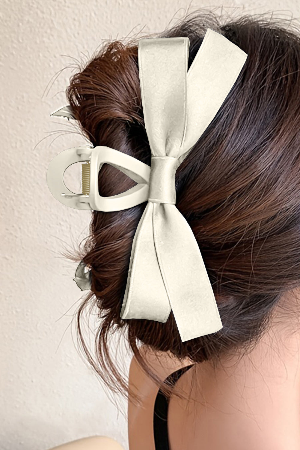 Black Solid Color Ribbon Bow Decor Hair Clip