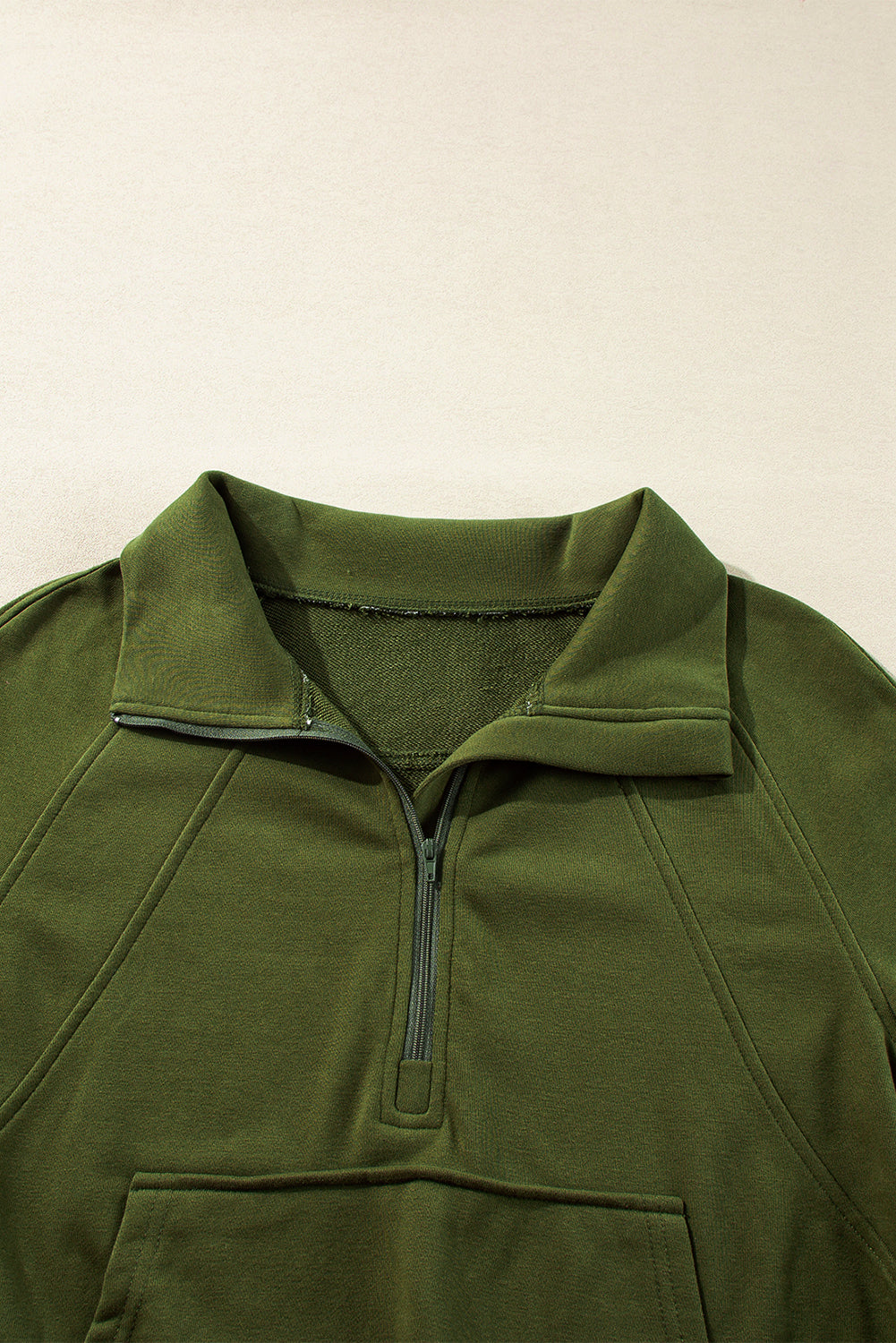 Smoke Green Quarter Zip Pocket Sweatshirt