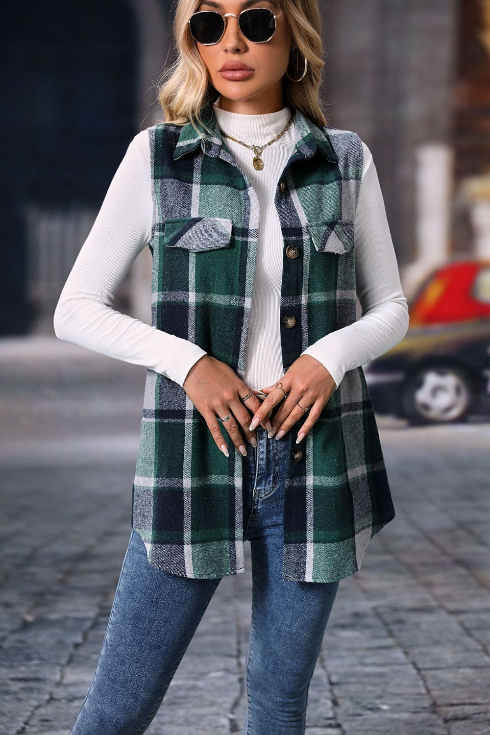 Plaid Button Up Vest (S-2XL - 4 Colors)