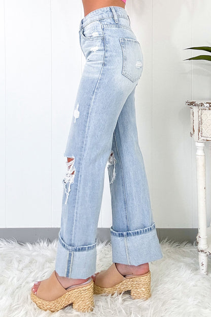 Beau Blue Light Wash Distressed Flare Jeans (6-16)