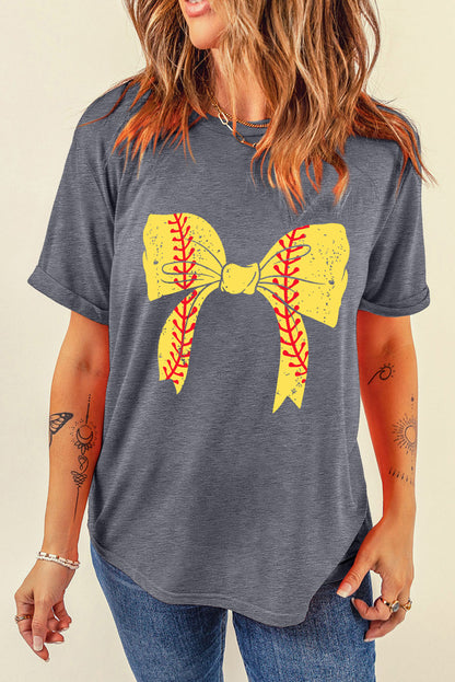 Baseball/Softball Bow Graphic Tee (S-2XL - 2 Styles)