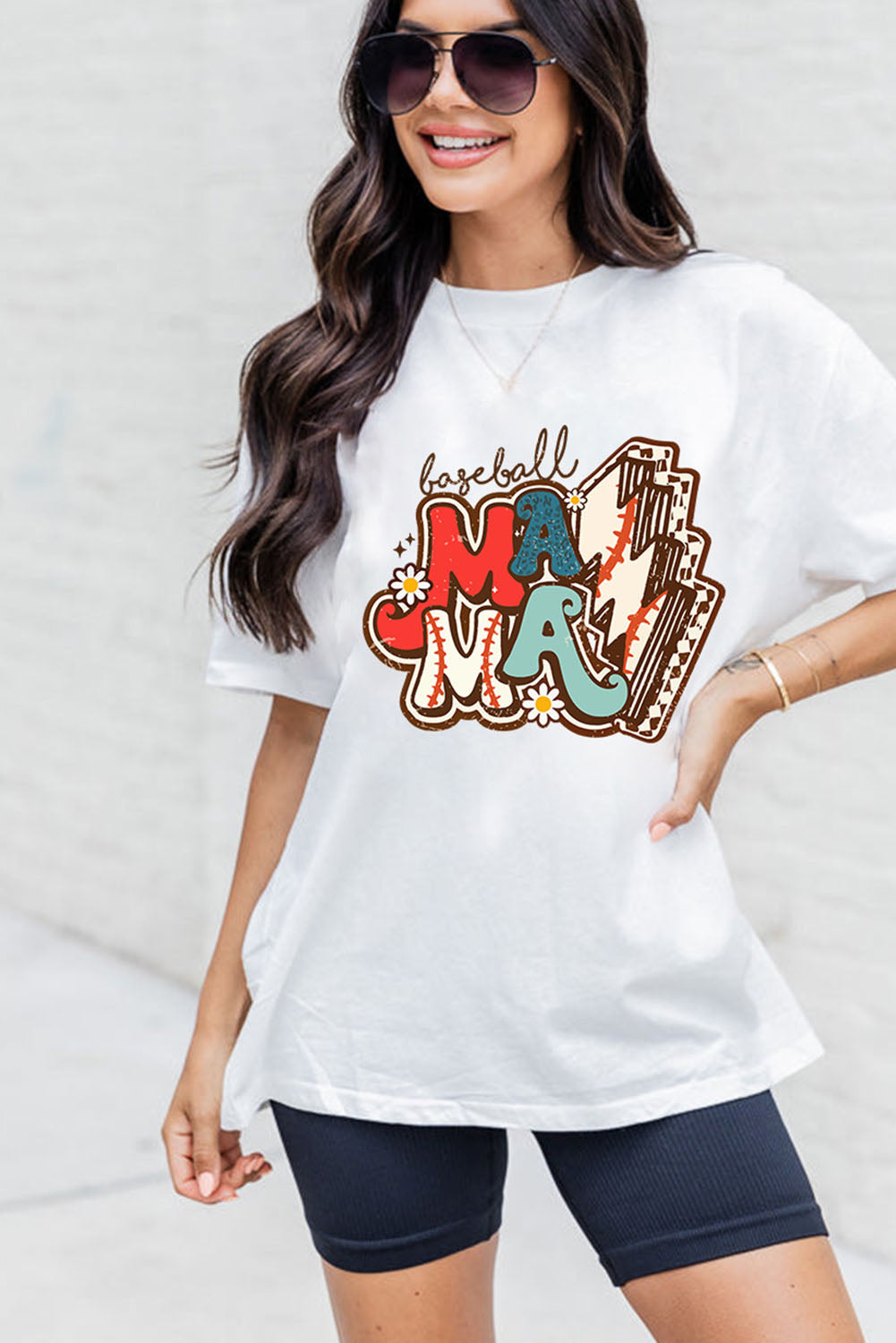 MAMA Baseball Lightning Graphic Round Neck Tee (S-XL)