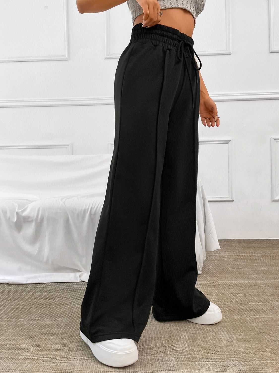 Honey Seam Drawstring Wide Leg Pants (S-2XL - 2 Colors)