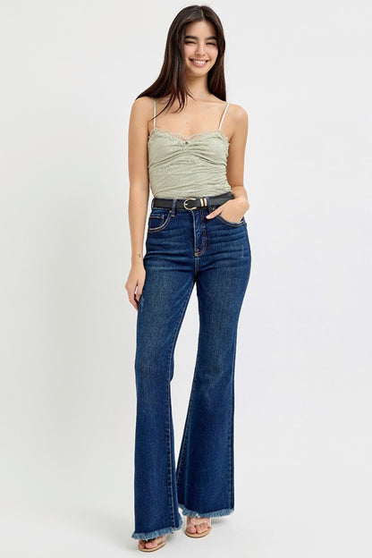 RISEN Tummy Control Frayed Hem Flare Jeans (0-15)