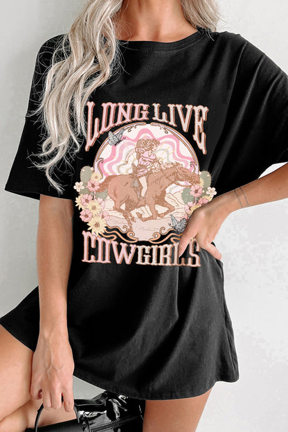 'Long Live Cowgirls' Oversize Graphic Tee (S-XL)