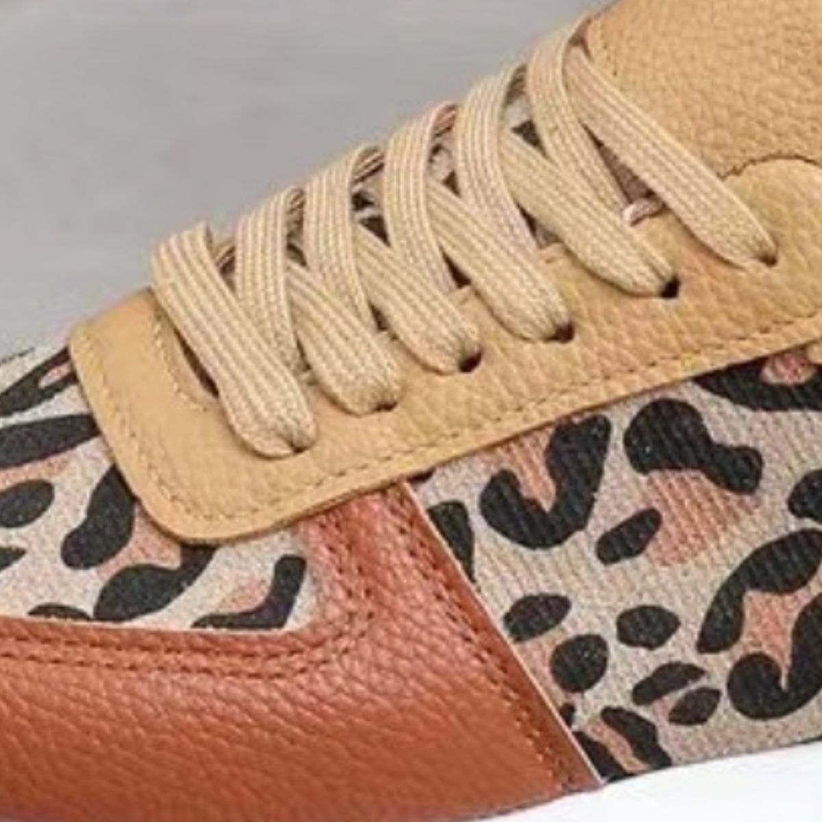 Camo/Leopard Printed Leather Athletic Shoes