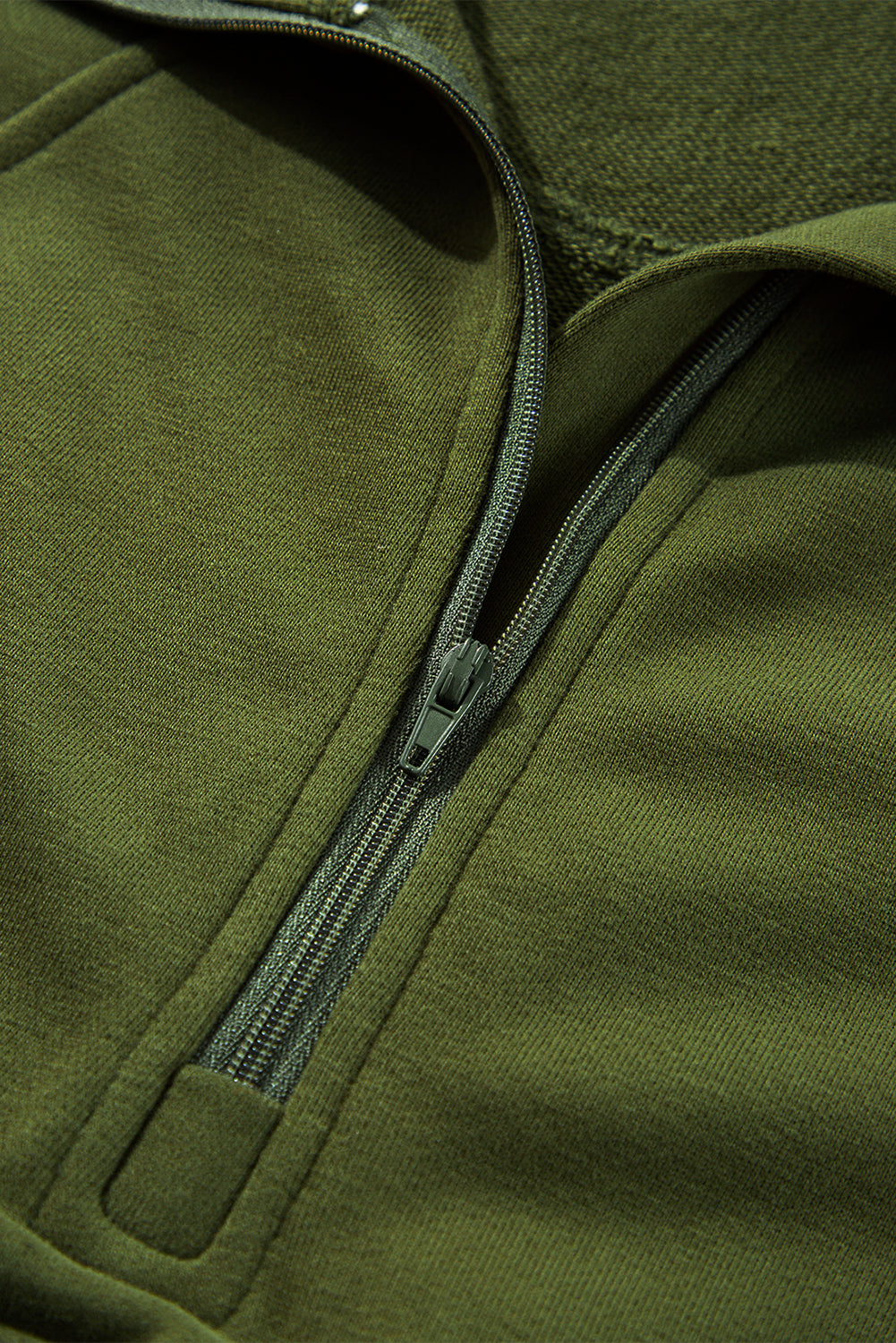 Smoke Green Quarter Zip Pocket Sweatshirt