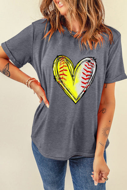 Baseball/Softball Heart Graphic Tee  (S-2XL)