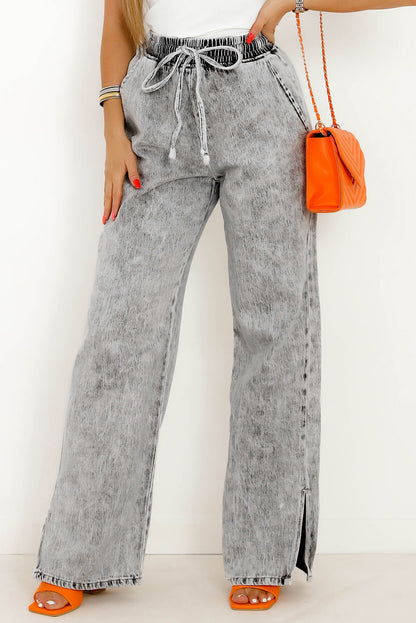 Medium Grey Drawstring Wide Leg Jeans (S-XL)