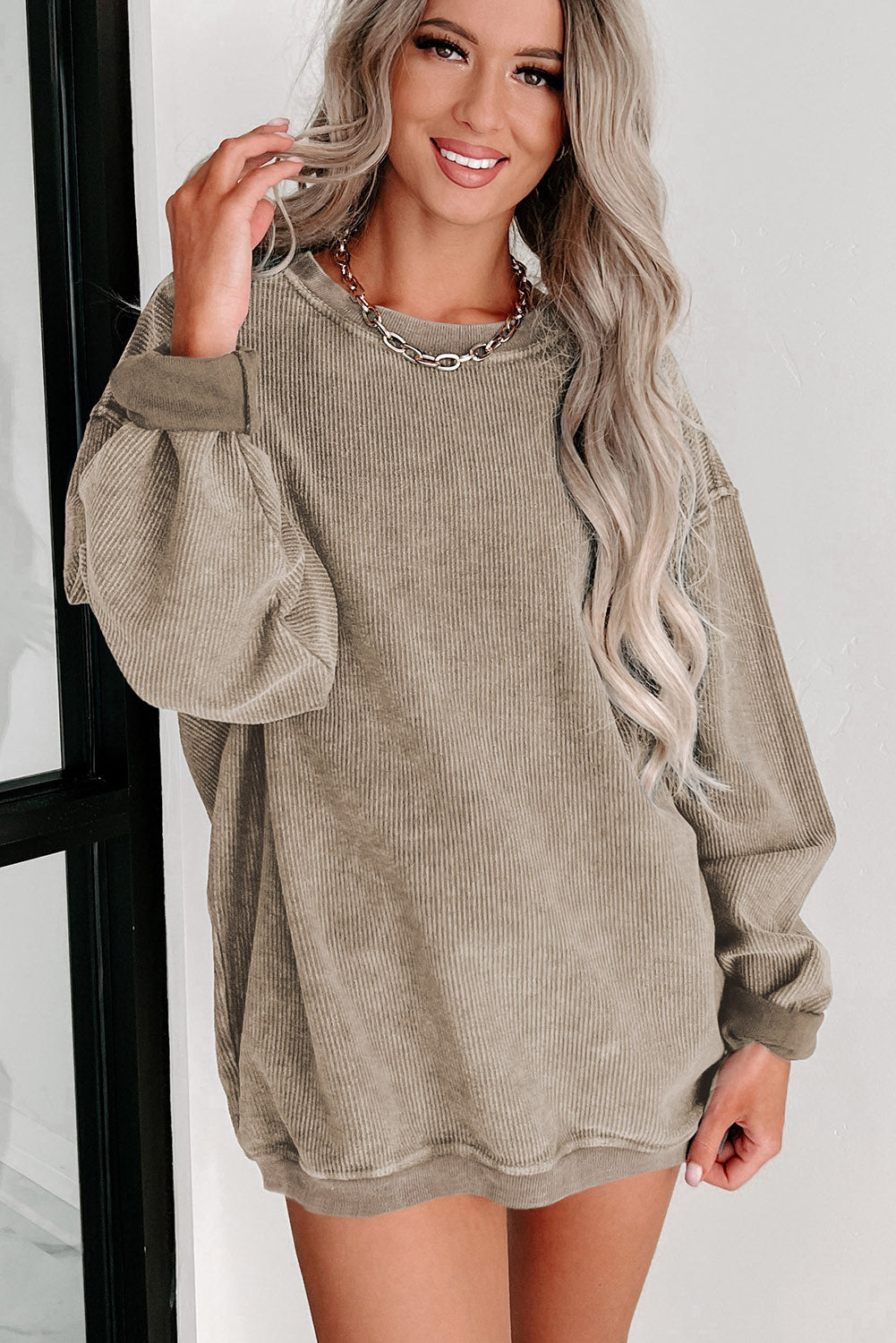 Ribbed Drop Sleeve Pullover Sweatshirt (S-2XL - 6 Colors)