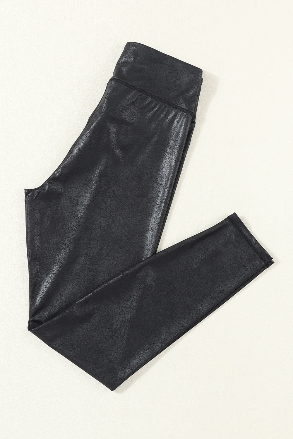 Black Cross Dip Waist Leather Leggings (S-XL)