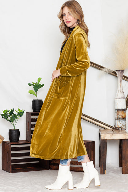 Velvet Open Front Long Cardigan (S-2XL - 3 Colors)