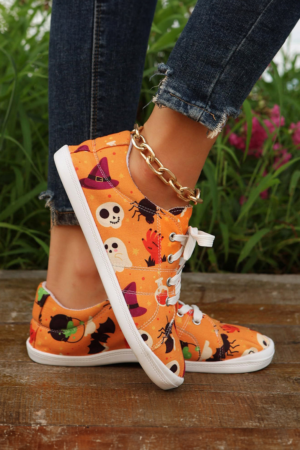 Orange Halloween Print Sneakers