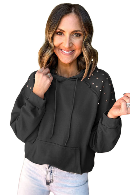 Stud Detail Kangaroo Drawstring Hoodie (S-2XL)