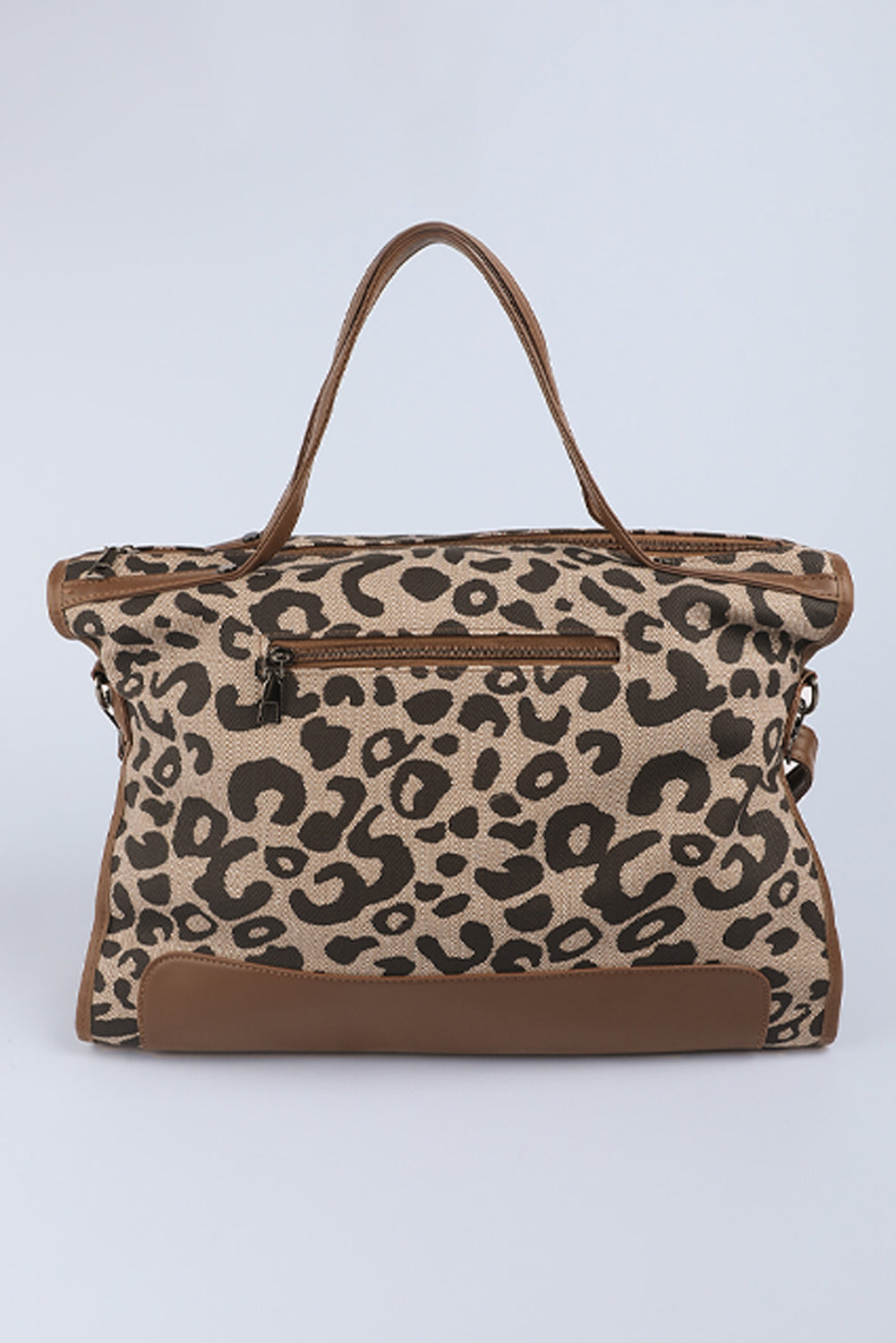 Leopard Print Studded Tassel Zipper Tote Bag