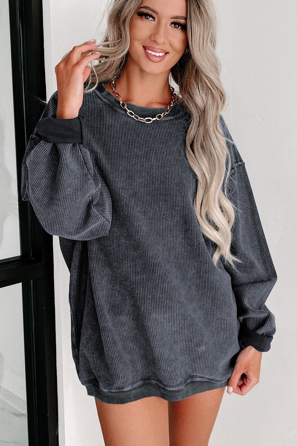 Ribbed Drop Sleeve Pullover Sweatshirt (S-2XL - 6 Colors)