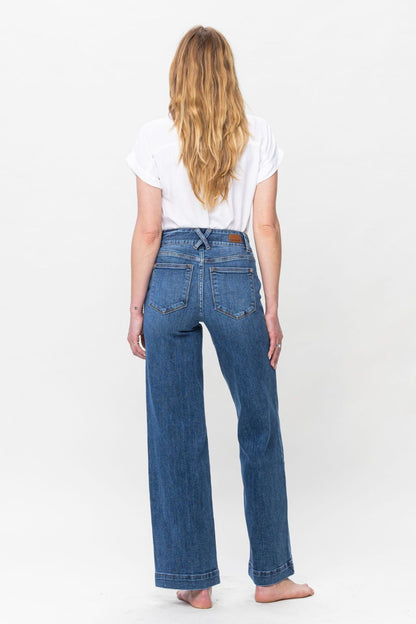 Judy Blue Double Button Wide Leg Jeans (0-24W)