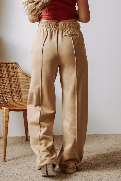 Exposed Seam Drawstring High Waist Wide Leg Pants (S-XL)