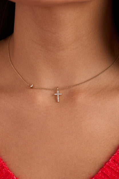 Cross Pave Crystal Pendant Necklace
