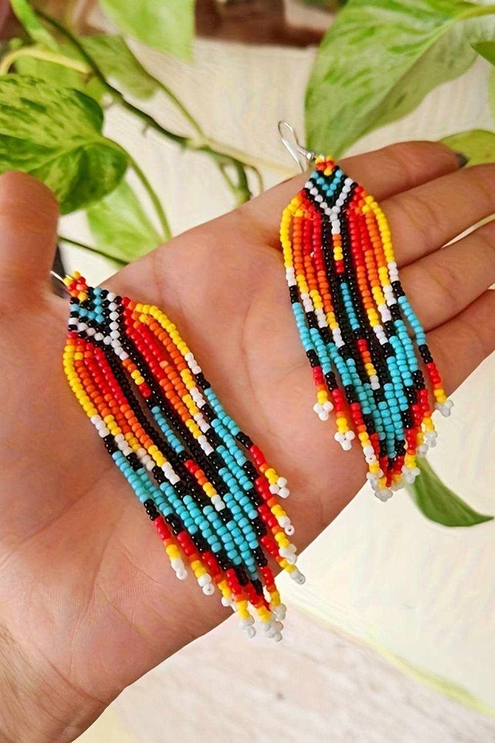 Boho Colorful Beaded Tassel Earrings