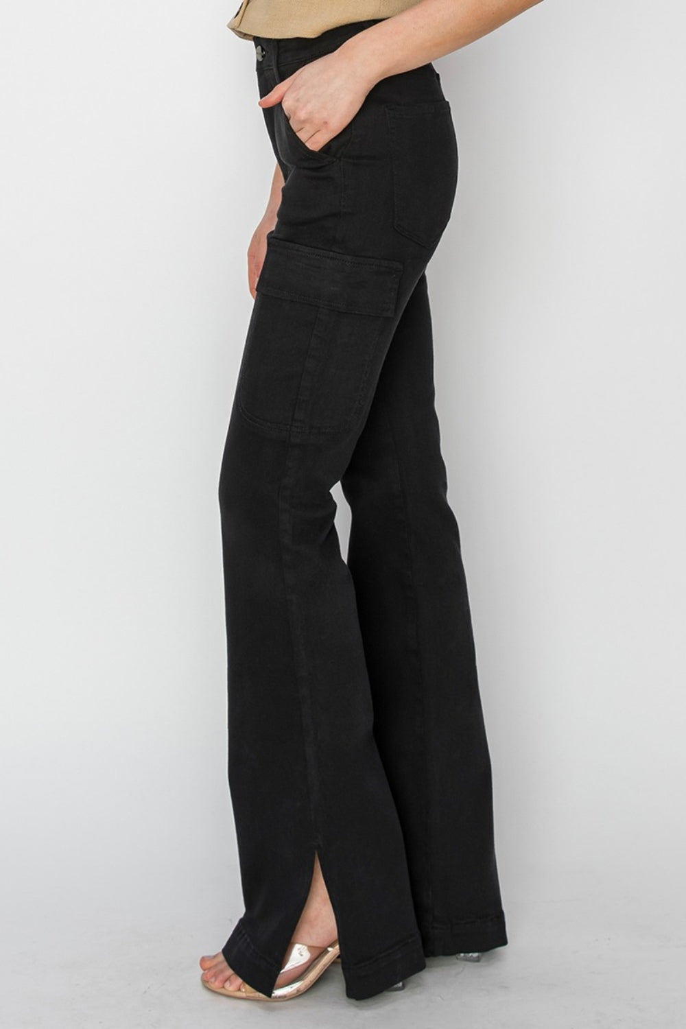 RISEN High Rise Side Slit Cargo Bootcut Jeans (0-15)