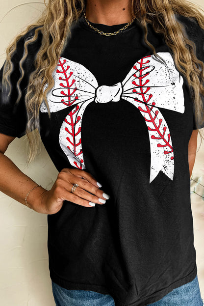 Baseball/Softball Bow Graphic Tee (S-2XL - 2 Styles)