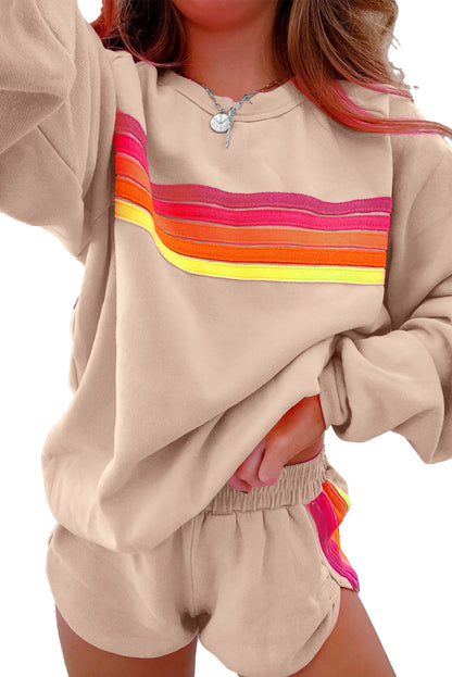 Colorful Striped Long Sleeve + Shorts Set (S-3XL - 4 Colors)