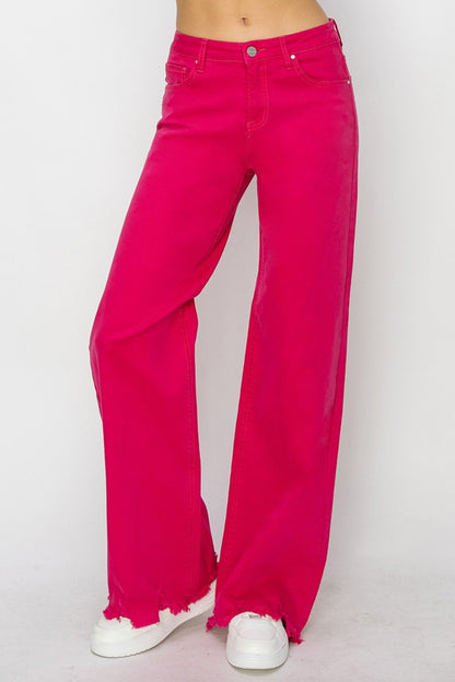 RISEN Fuchsia High Rise Wide Leg Jeans (0-15)