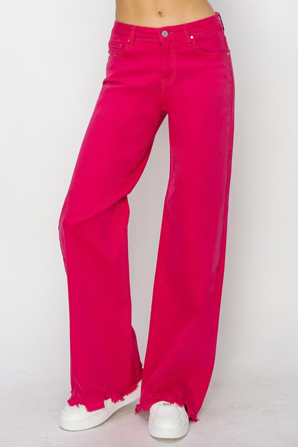 RISEN Fuchsia High Rise Wide Leg Jeans