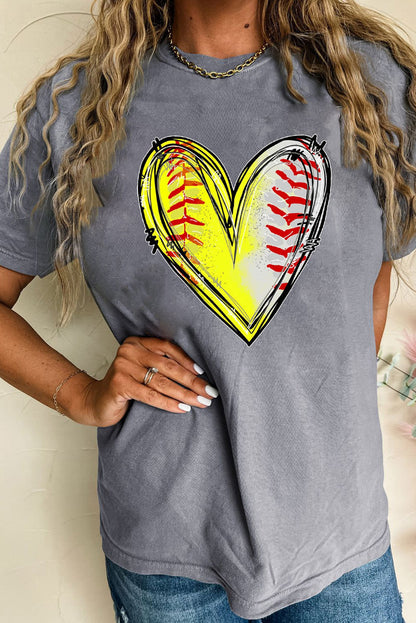 Baseball/Softball Heart Graphic Tee  (S-2XL)