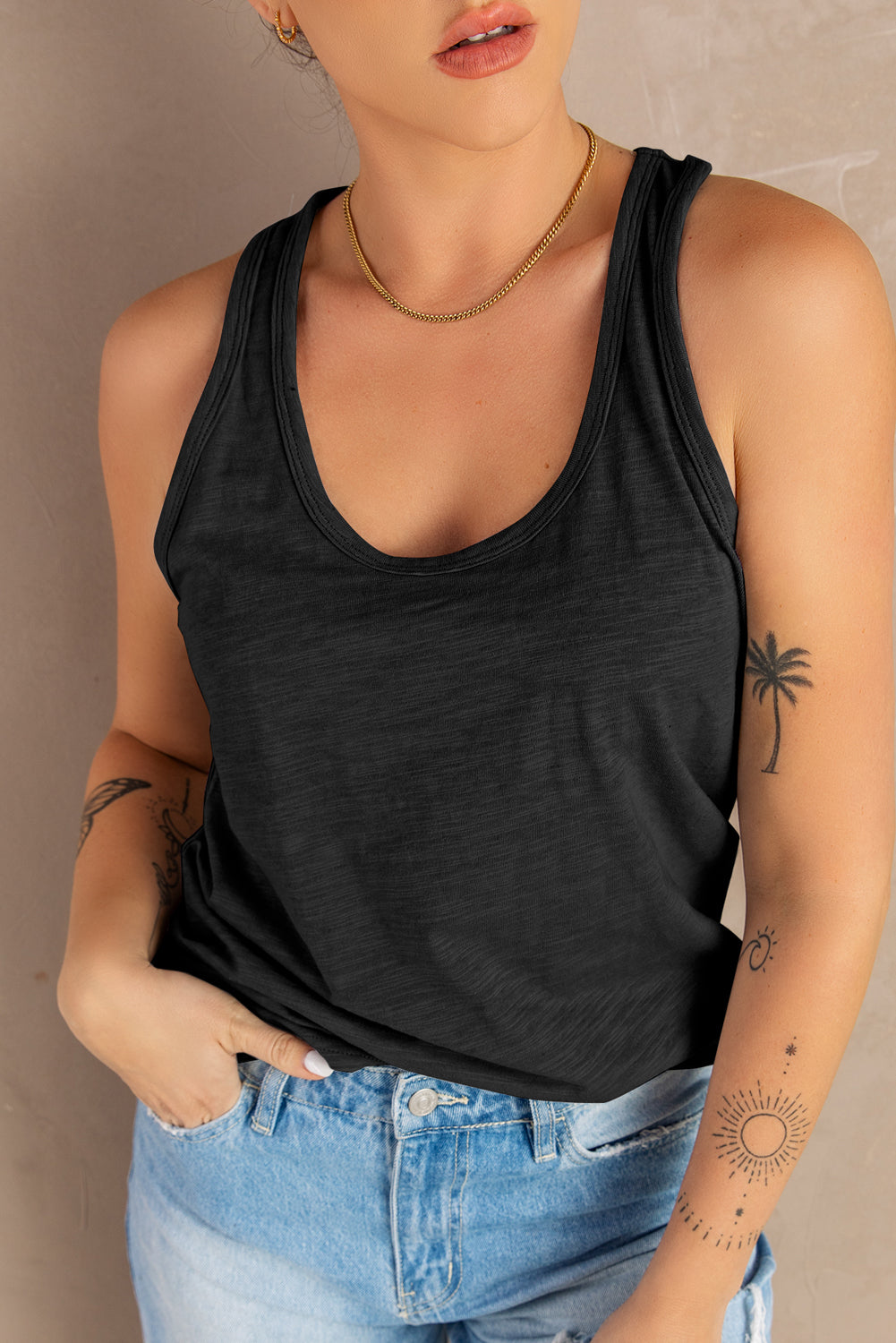 Blank Plain Sleeveless U Neck Racerback Tank