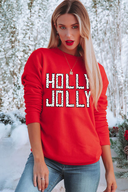 'Holly Jolly' Dotty Letter Graphic Crewneck (S-2XL)