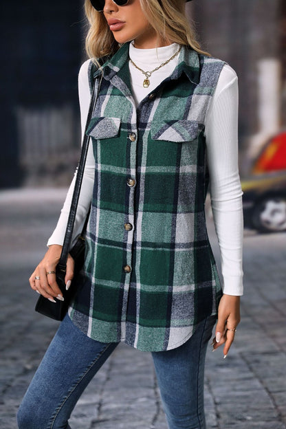 Plaid Button Up Vest (S-2XL - 4 Colors)