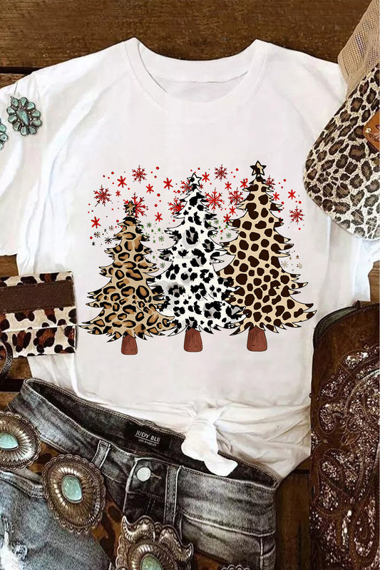 Leopard Christmas Tree Graphic Tee (S-3XL)