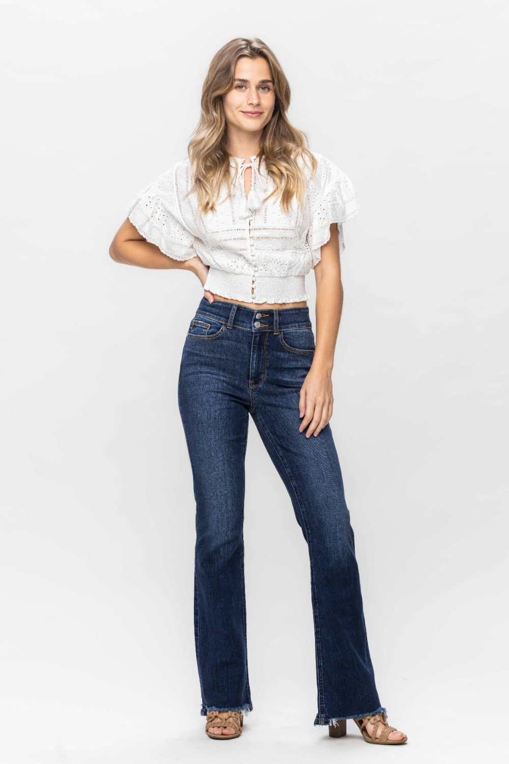 Judy Blue Frayed Hem Bootcut Jeans (3-24W)