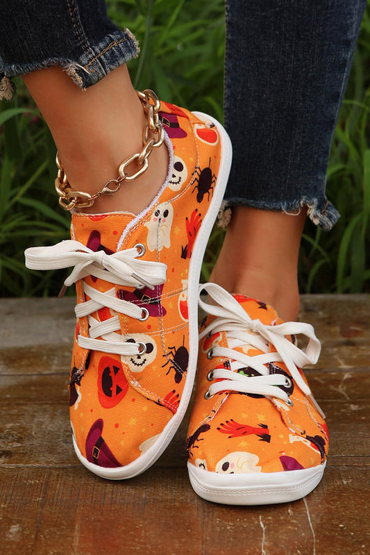 Orange Halloween Print Sneakers