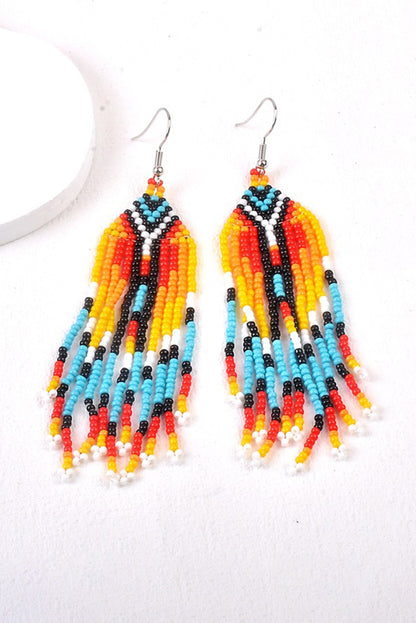 Boho Colorful Beaded Tassel Earrings