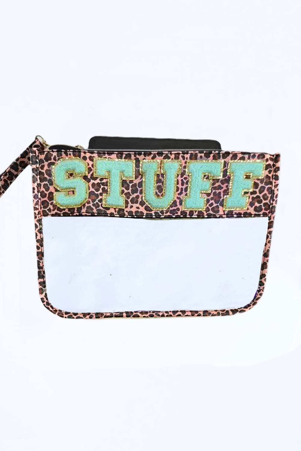 STUFF Animal Print Transparent Zipped Handbag