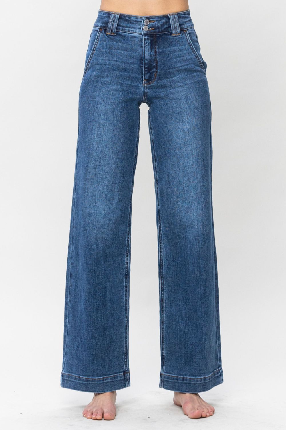 Judy Blue Double Button Wide Leg Jeans (0-24W)