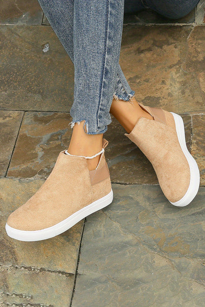 Camel High Top Suede Sneakers