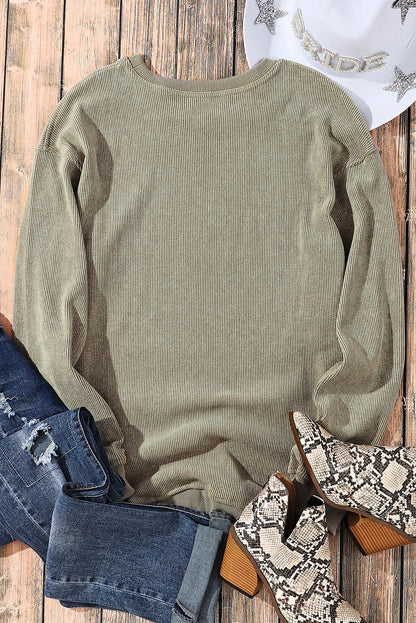 Ribbed Drop Sleeve Pullover Sweatshirt (S-2XL - 6 Colors)