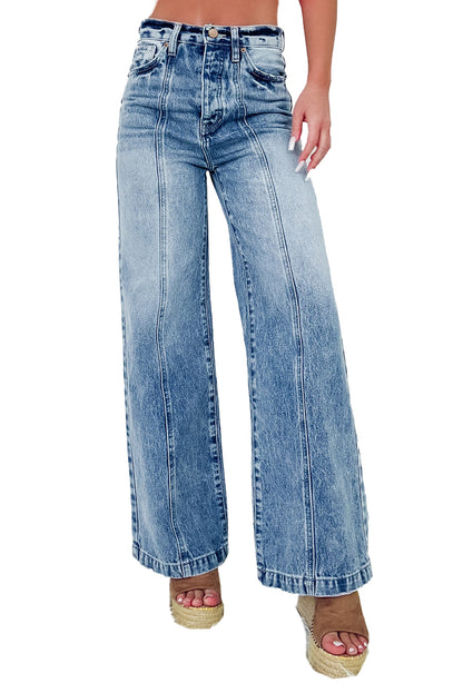 Central Seam Wide Leg High Waist Jeans (6-16)