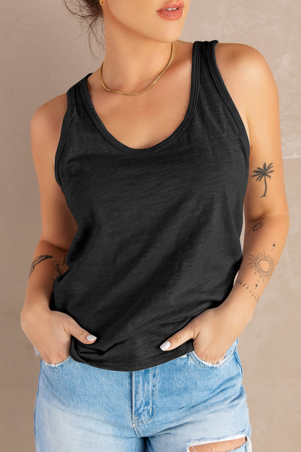 Blank Plain Sleeveless U Neck Racerback Tank