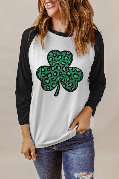 Leopard Clover Graphic 3/4 Tee (S-2XL)