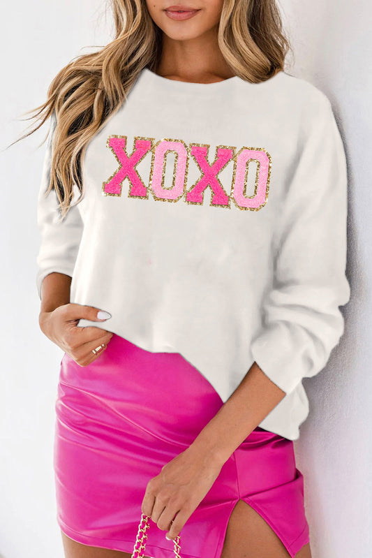 XOXO Chenille Letter Round Neck Sweater (S-2XL - 2 Colors)