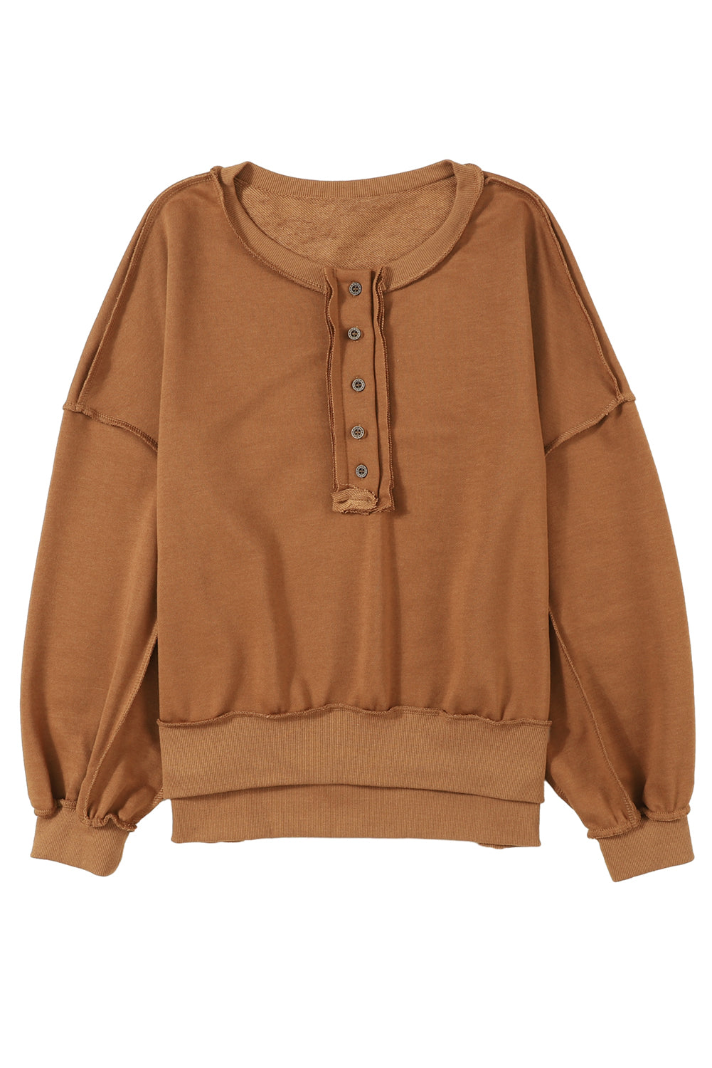 Slouchy Drop Shoulder Henley Sweatshirt (S-2XL - 5 Colors)