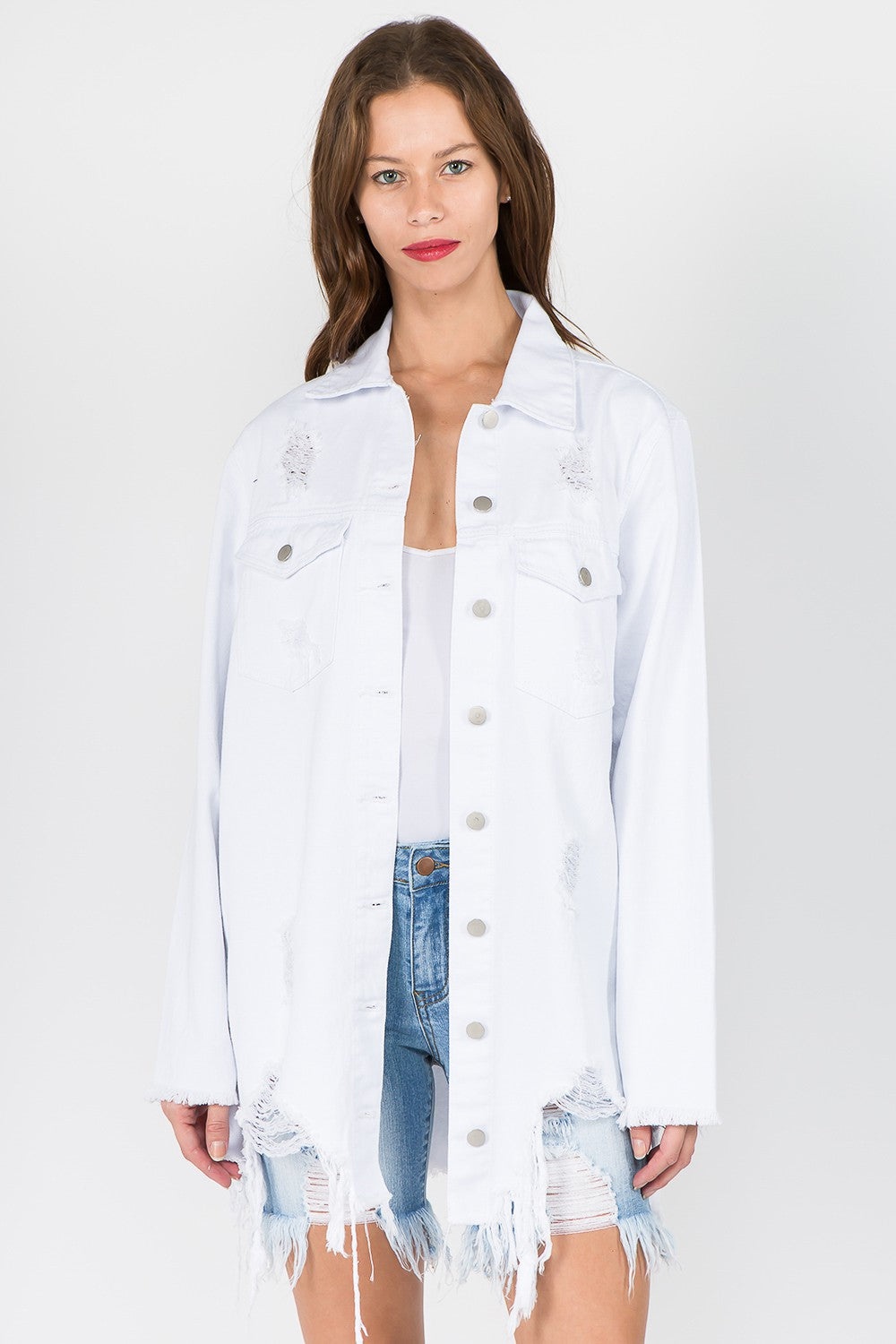 Bazi Distressed Frayed Denim Jacket (S-L)