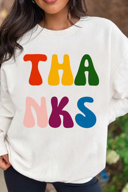 'Thanks' Multi-Color Crewneck Sweatshirt (S-2XL)