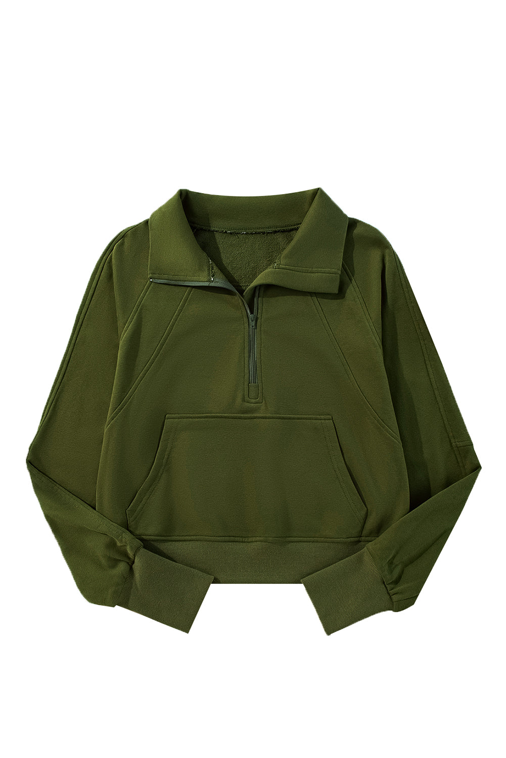 Smoke Green Quarter Zip Pocket Sweatshirt